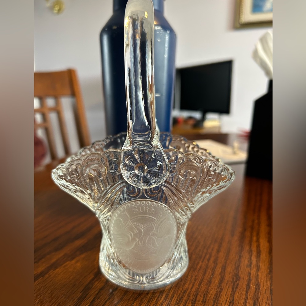 50th Anniversary Clear Glass Basket
